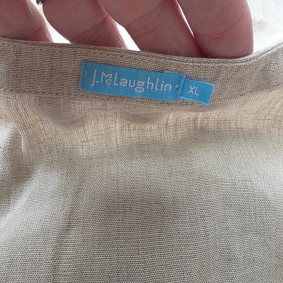 J. Mclaughlin‎ Women's Selena Linen Blend Button Front Knot Dress Size XL Beige - Picture 6 of 7